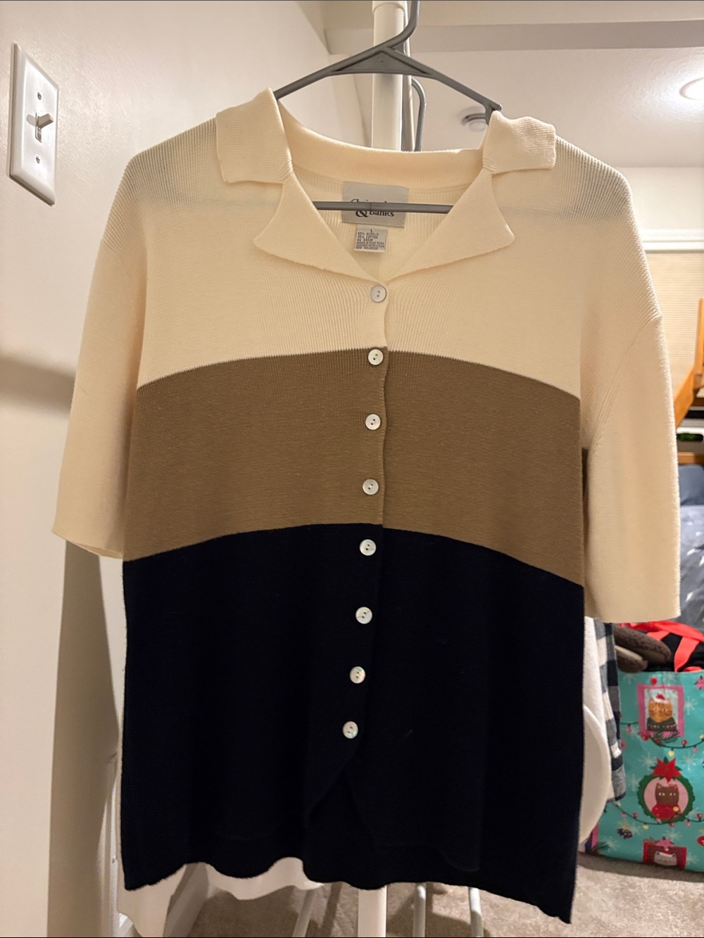 Christopher & Banks Short Sleeve Button Up Sweater